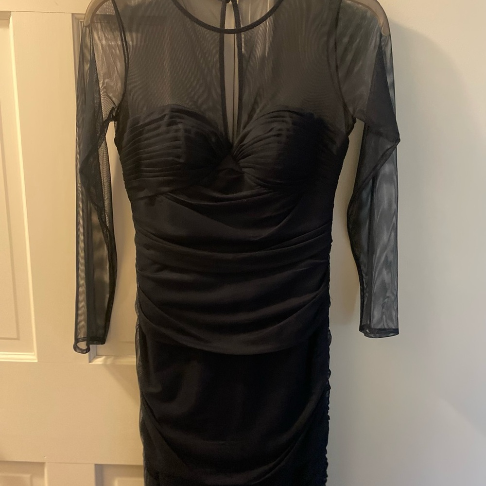 Navy Blue Mesh Dress